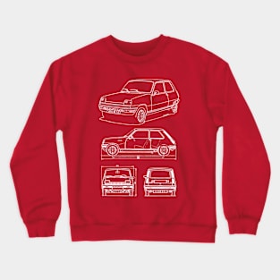 White drawing of the super cool french car Crewneck Sweatshirt